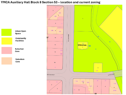 YMCA Hall Location and Zoning